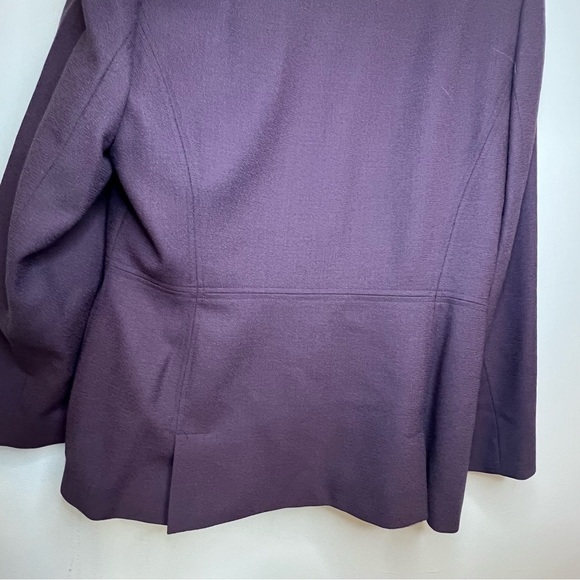 EN AVANCE Women’s 14 Wool Lined Short Blazer Button Front Shoulder Pads Purple - Picture 6 of 10